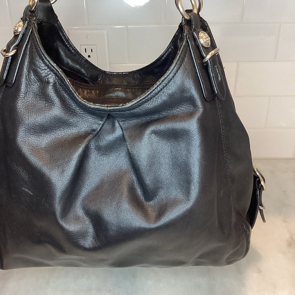 Coach Bag Purse Handbag Leather Maggie Mia Black Hobo Shoulder Bag Pocketbook #1 - Picture 3 of 15